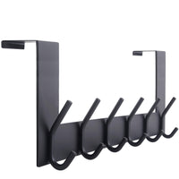 1 x RAW Customer Returns WEBI door hook for hanging, door coat rack with 6 hooks, coat hook door, door hanger, door hook strip inside, 4.5 cm, black - RRP €19.99