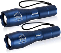 1 x RAW Customer Returns BINWO Bright 2000 Lumen Flashlight 5 Light Modes Blue Pack of 2 , Tactical Zoomable Waterproof Torch for Outdoor Fishing Hiking Emergency Camping - RRP €17.99