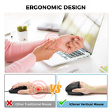 1 x RAW Customer Returns iClever Wireless Vertical Ergonomic Mouse, Rechargeable Mouse Wireless with Mouse Jiggler, Quiet 2.4G USB Wireless Mouse for Laptop, Computer Wireless Mouse for PC, Windows, MAC OS-Black - RRP €12.1