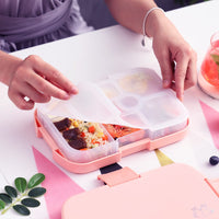 1 x Brand New JOYZYAIYY lunch box for children with compartments, bento box with 6 compartments, leak-proof lunch box, microwave snack box for school for girls, small snack box bento box lunch box for kindergarten color pink  - RRP €10.07