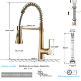 1 x RAW Customer Returns HUAHOMDY Kitchen Faucet Brushed Gold Kitchen Faucet Extendable 360 Rotatable High Pressure Kitchen Faucet Cold and Hot Mixer Tap Kitchen Faucet - RRP €38.0