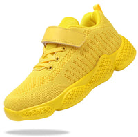 1 x Brand New Shoful Children s Sneakers Boys Tennis Shoes Girls Running Shoes Breathable Lightweight Fashion Sneakers Knit Athletic Walking Shoes, Yellow, 31 EU - RRP €60.0