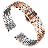 1 x RAW Customer Returns BINLUN Ultra Thin Mesh Stainless Steel Watch Straps Lightweight Metal Watch Band Polished Replacement Watch Strap for Men Women with Butterfly Clasp 20mm Silver and Rose Gold  - RRP €25.2