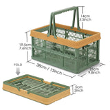 1 x RAW Customer Returns Shopping baskets set of 2 small folding boxes with handles, plastic transport box with handles, carrying basket for shelf, storage box 38 x 25 x 20 cm - green - RRP €33.54