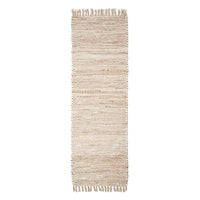 1 x RAW Customer Returns Homescapes Horizon carpet runner, hand-woven from 100 hemp, 66 x 200 cm, rag rug with herringbone pattern and fringes, cream-natural - RRP €40.28