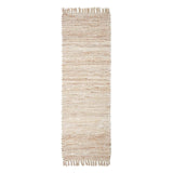 1 x RAW Customer Returns Homescapes Horizon carpet runner, hand-woven from 100 hemp, 66 x 200 cm, rag rug with herringbone pattern and fringes, cream-natural - RRP €40.28