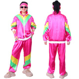 1 x RAW Customer Returns Alaiyaky 80s 90s Clothing Set, Tracksuit Set with Jacket, Pants, Armband, Glasses, 90s Retro Clothing, for Bathroom, Party, Carnival Red, L  - RRP €24.48