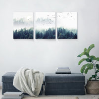 1 x RAW Customer Returns hyidecorart Misty Forest Pictures, Canvas Forest and Birds in the Mist Modern Art Print Wall Decoration Wall Pictures Living Room Bedroom Kitchen Dining Room and Bathroom - RRP €28.98