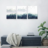 1 x RAW Customer Returns hyidecorart Misty Forest Pictures, Canvas Forest and Birds in the Mist Modern Art Print Wall Decoration Wall Pictures Living Room Bedroom Kitchen Dining Room and Bathroom - RRP €28.98