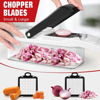 1 x RAW Customer Returns Vegetable Cutter with Hand Guard All in 1 Safe and Effortless Salad Cutter, Kitchen Gadget with Container, Multi-Blade Vegetable Cutter for Onions, Potatoes and Apples - RRP €20.99