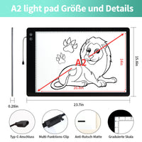 1 x RAW Customer Returns Light Table A2 Rechargeable Light Pad - Portable Battery-Operated Diamond Painting Light Plate, 3 Colors 6 Brightness Levels LED Light Pad for Diamond Painting Accessories Tracing - RRP €85.7