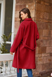 1 x RAW Customer Returns GRACE KARIN Women s Basic Winter Coat Medium Length Coat Elegant V-Neck Outwear Warm Oversized Plain Coat Autumn Winter Women s Coat Red L - RRP €93.23