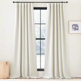 1 x RAW Customer Returns PONY DANCE thermal curtain heat protection linen curtains living room with ruffle tape set of 2 H 245 x W 140 cm blackout curtain white curtains opaque ruffle tape blackout curtain, ivory white - RRP €47.95