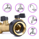 1 x RAW Customer Returns OHAYORI 2-way Y distributor 3 4 1 2 inch, brass garden hose distributor with 2 tap adapters for garden irrigation, pets, water flow regulating Y distributor with rotary switch - RRP €15.99