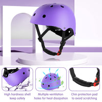 1 x RAW Customer Returns Kids Knee Pads with Helmet, Protector Set for Children Ages 3-10, Child Protective Gear for Inline Skates Purple  - RRP €31.22