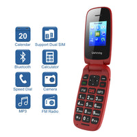 1 x RAW Customer Returns ukuu Flip Mobile Phone for Seniors, 800mAh Mobile Phone for Seniors Big Keys GSM Dual SIM Easy to Use for Elderly Red - RRP €27.99