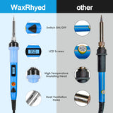 1 x RAW Customer Returns WaxRhyed 80W Soldering Iron Kit, LCD Display, Professional, Adjustable Temperature 200 -450 , 5 Pcs Soldering Tip and Wire - RRP €16.72