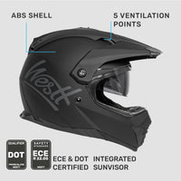 1 x RAW Customer Returns Westt Cross Full Face Motocross Motorcycle Helmet with Double Visor - Matte Black - Unisex Scooter Motorcycle - ECE Certified, M - RRP €96.95