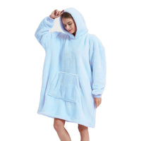 1 x Brand New HiZYNEAT Light Blue Cozy Hoodie Sweatshirt Super Soft Oversize Women Men Plus Size Fluffy Blanket - RRP €37.3