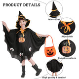 1 x RAW Customer Returns TOPJOWGA Halloween Witch Costume, Children s Wizard Cape, Witch Cape and Hat, Children s Halloween Cape, Children s Pumpkin Costume for Halloween Carnival Cosplay Party - RRP €17.99