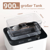 1 x RAW Customer Returns HOGANCE Ultrasonic Cleaner 900ml, Ultrasonic Cleaning Device 45KHz, Ultrasonic Device Household Cleaning Device for Jewelry Glasses Watches Tooth Protection Makeup Brushes - RRP €46.38