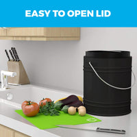 1 x RAW Customer Returns 5 litre organic waste bin for the kitchen - organic waste bin odour-proof - compost bin with activated carbon filter lid - small organic waste bin for the kitchen with plastic inner bucket - robust compost bin  - RRP €27.22