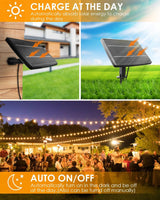 1 x RAW Customer Returns Svater Outdoor Solar String Lights,ST38 30M Outdoor Garden Lights, 50 2 E12 1W LED, 4 Modes, Waterproof Shatterproof Autosensing Solar Lights for Garden Patio Warm White - RRP €55.6