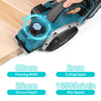 1 x RAW Customer Returns Cordless Planer Compatible with Makita 18V Battery, Professional 18V Cordless Planer Hand Planer Electric Planer One-Hand Planer, Planing Width 82 mm, Chip Depth 2 mm, 16500RPM, Planing Machine Wood   - RRP €85.98