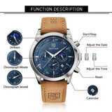 1 x RAW Customer Returns BY BENYAR Watches Men Wristwatch Men Chronograph Analog Quartz Waterproof Brown Leather Strap Men s Watch Luminous Date Fashion Casual Business Dress Watches Elegant Gift for Men - RRP €36.54