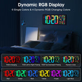 1 x RAW Customer Returns XREXS 18 Large Digital Wall Clock with RGB Color Changing, Digital Wall Clock with Remote Control, Temperature Alarm Date Day 8 Languages Alarm DST, LED Digital Wall Clock Adjustable Brightness - RRP €59.99