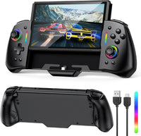 1 x RAW Customer Returns FASTSNAIL Wireless Switch Controller Compatible with Nintendo Switch OLED, Pro Controller for Switch, Grip Holder with 8 RGB Colors for Switch, Adjustable Turbo, Dual Motor Vibration - RRP €44.99