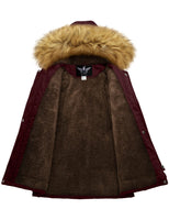 1 x RAW Customer Returns YXP Women s Warm Winter Coat Thick Parka Cotton Fleece with Removable Hood Wine Red, S  - RRP €99.82