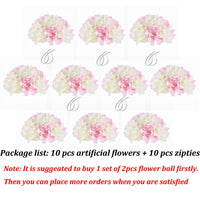 1 x Brand New BLOSMON Hydrangea Artificial Flowers Artificial Flowers Wedding Decoration 10 Pieces White Pink Fake Flowers Silk Flowers for Centerpiece Table Decoration Flower Ball Bouquet Artificial Arrangements Home Celebration Decoration - RRP €75.98