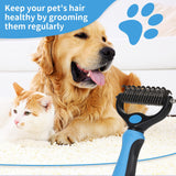 1 x Brand New Undercoat brush for long-haired cats, dog brush double-sided with fur comb, stainless steel for small to large dog brushes undercoat, effortlessly removes matting and knots blue  - RRP €10.07