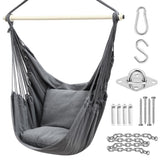 1 x RAW Customer Returns Ohuhu hanging chair with 2 cushions and ceiling hook kit, hanging chair outdoor XL hanging chair up to 150 kg for adults girls, hanging seat suspension indoor outdoor bedroom and garden, gray - RRP €49.99