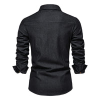 1 x RAW Customer Returns HOTIAN Denim Shirt Men Long Sleeve Denim Shirt Slim Fit Business Casual Shirt Stylish Casual Long Sleeves T-Shirt Black XL - RRP €32.09