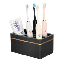 1 x RAW Customer Returns Shinowa Toothbrush Holder, 5 Compartments Electric Toothbrush Holder with Drain Hole Toothbrush Stand Resin Toothbrush Holder Bathroom Toothbrush Holder for Toothpaste, Sand Black - RRP €26.54