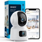 1 x RAW Customer Returns GNCC indoor wifi camera, Baby Monitor, Dual Camera, 1080P, Motion Tracking with Siren, Two-Way Audio, Night Vision, 360 Rotation, 2.4GHz, with Alexa - RRP €29.99