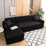 1 x Brand New Mingfuxin L-Shaped Sofa Cover, 2Pcs Jacquard Polyester Stretch Sofa Cover with 2 Cushion Covers for L-Shaped Sectional Sofa 3 3 Seats, Black  - RRP €29.99