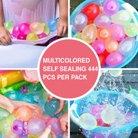 8 x Brand New 444 pieces self-closing water bombs, 60 seconds quick fill water bomb set, 37 water balloons per bunch 12 bunches , self-closing water balloons without knots for summer party - RRP €120.64