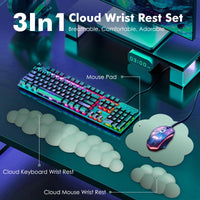 1 x RAW Customer Returns MoKo Cloud Wrist Rest, Ergonomic Soft Cloud Wrist Rest Keyboard Mouse Wrist Rest Set, Upgraded Non-Slip PU Leather Mouse Pad for Office Gaming Computer Laptop, Green - RRP €24.89