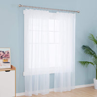 1 x RAW Customer Returns Deconovo Curtain Voile Curtains Transparent Ruffle Tape Stores Scarves for Rails, 160 x 132 cm Height x Width , White, Set of 2 - RRP €19.99