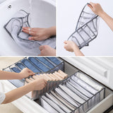 1 x RAW Customer Returns SelfTek 4 pieces wardrobe clothes organizer, includes 2 pieces of large jeans compartment storage box closet, bra organizer, foldable mesh storage box for underwear, socks and jeans - RRP €17.03