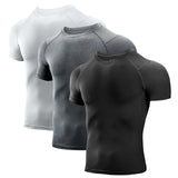 1 x RAW Customer Returns Niksa Men s Compression Shirts 3 Pack Short Sleeve Athletic Compression Tops Cool Dry Workout T-Shirt - - Small - RRP €31.73