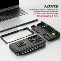 2 x RAW Customer Returns Doeshine Case for Samsung Galaxy Z Fold 4, Mobile Phone Case with S Pen Slot Stand, Full Body Case with Screen Protector, Camera Protection Cover, Anti-Shock Protective Case with Hinge Protection Black  - RRP €48.38