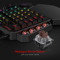 1 x RAW Customer Returns Redragon K585 DITI One-Handed RGB Mechanical Gaming Keyboard, Brown Switches, Type-C Professional with 7 Integrated Macro Keys, Detachable Wrist Rest, 42 Keys - RRP €54.99