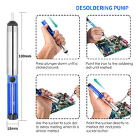 1 x RAW Customer Returns Soldering iron set, SREMTCH 60W soldering iron with on off switch, adjustable temperature 200 450 , 5 soldering tips, desoldering pump, 50g solder, copper wire cleaning, mini stand, sponge, PU bag - RRP €19.67