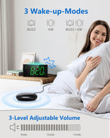 1 x RAW Customer Returns Vibration alarm clock for the deaf and deep sleepers, alarm clock with loud alarm, bed shaker, large LED display and dimmer, color changing night light, USB charger, battery backup, desk bedroom travel alarm clock - RRP €29.99