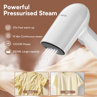 1 x RAW Customer Returns OLAYMEY Clothes Steamer 1000W, 20S Warm-up Time Travel Steamer Steam Iron with Control Buttons for Steam Wrinkle Remover Shirt Ironer Steam Brush for Office, Home, Travel, White - RRP €33.99