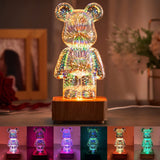 1 x RAW Customer Returns Asslye 3D Fireworks Bear Night Light 8 Colors Changing LED Bear Lamp Glowing Table Decoration Gift for Girls Kids - RRP €34.99